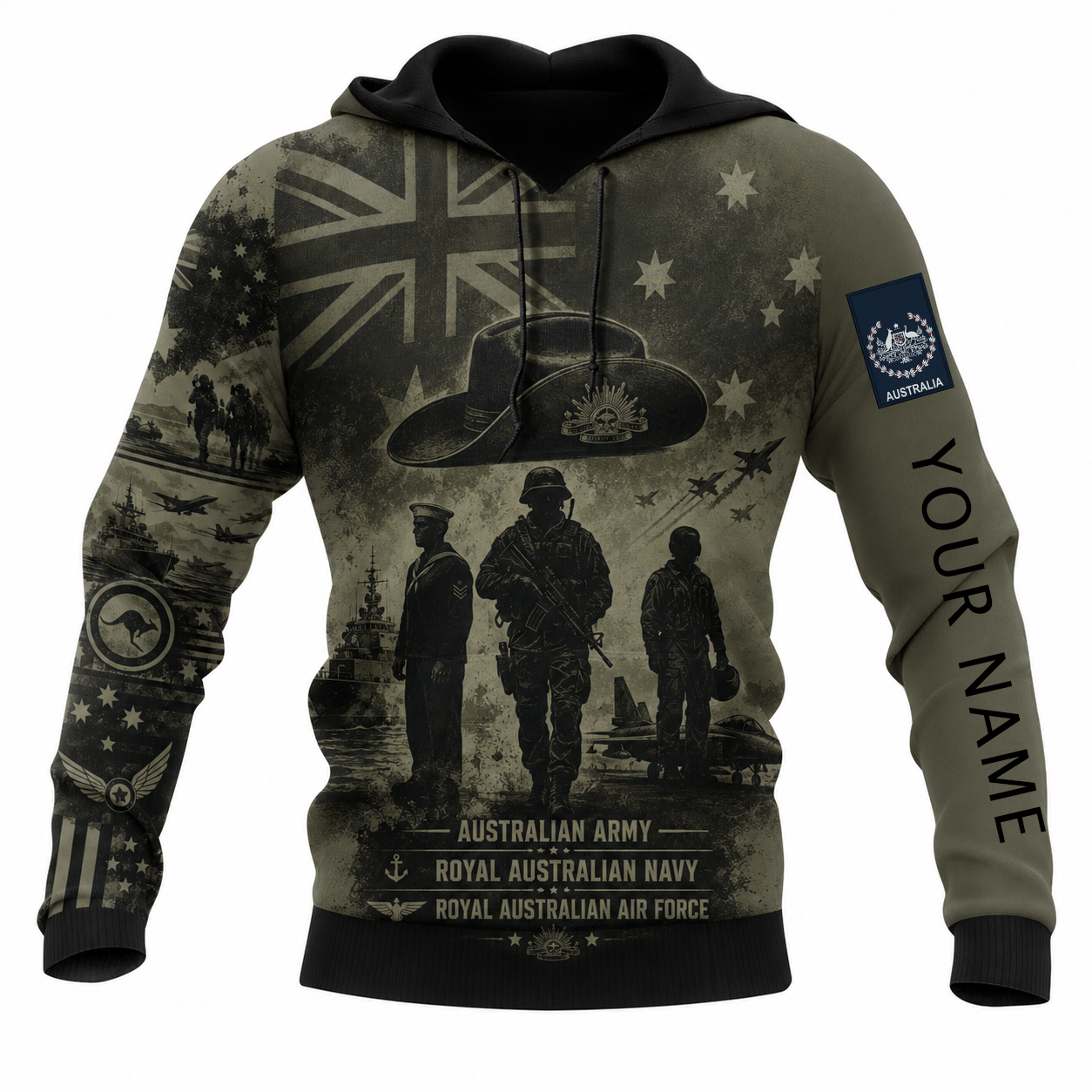 Personalized Australia Soldier/Veteran with Name & Rank Hoodie All Over Printed - TH1779235205