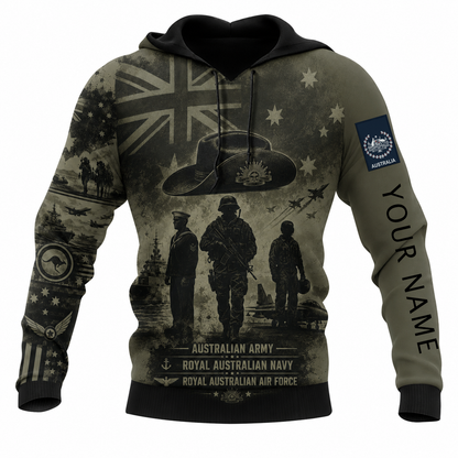 Personalized Australia Soldier/Veteran with Name & Rank Hoodie All Over Printed - TH1779235205