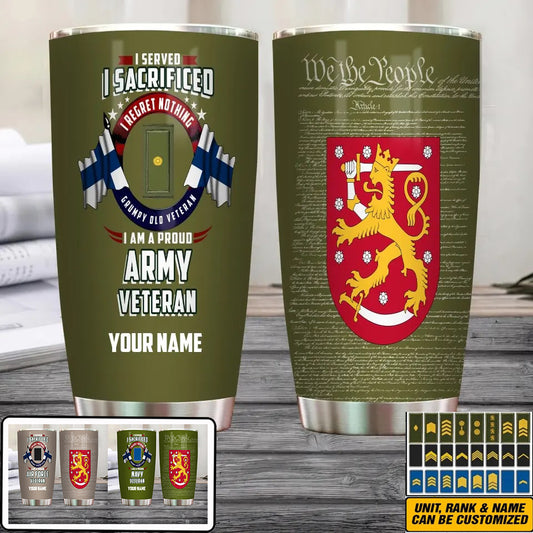 Personalized Finland Veteran/ Soldier With Rank And Name Camo Tumbler - 2202240001