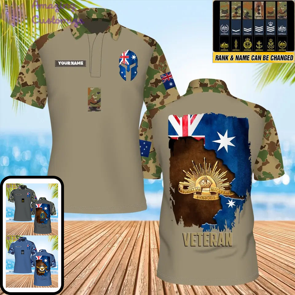 Personalized Australia Soldier/ Veteran Camo With Name And Rank POLO 3D Printed - 0206230005-D04