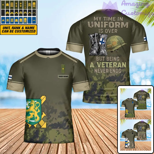Personalized Finland Soldier/ Veteran Camo With Name And Rank T-Shirt 3D Printed - 0402240003