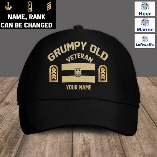Personalized Rank And Name Germany Soldier/Veterans Camo Baseball Cap Grumpy Veteran - 16945632