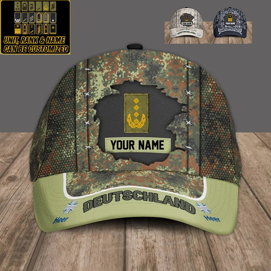Personalized Rank And Name Germany Soldier/Veterans Camo Baseball Cap Gold Version - 1693440002