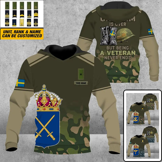 Personalized Sweden Soldier/ Veteran Camo With Name And Rank Hoodie 3D Printed - 1508230001