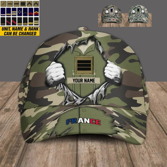 Personalized Rank And Name France Soldier/Veterans Camo Baseball Cap - 3107230001