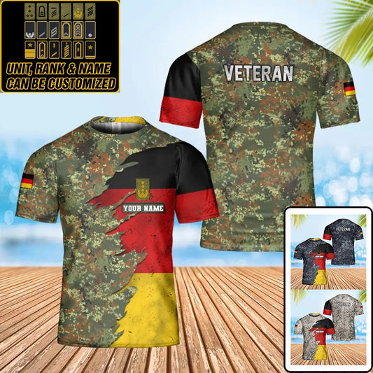 Personalized Germany Soldier/ Veteran Camo With Name And Rank T-Shirt 3D Printed - 0402240004