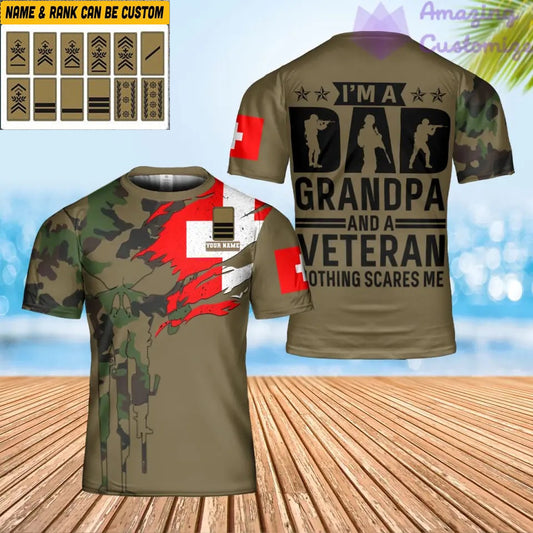 Personalized Swiss Soldier/ Veteran Camo With Name And Rank T-shirt 3D Printed - 0302240001