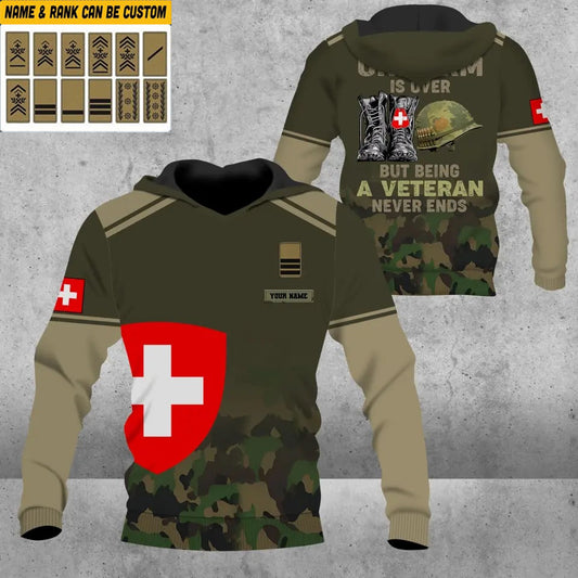 Personalized Swiss Soldier/ Veteran Camo With Name And Rank Hoodie - 1508230001