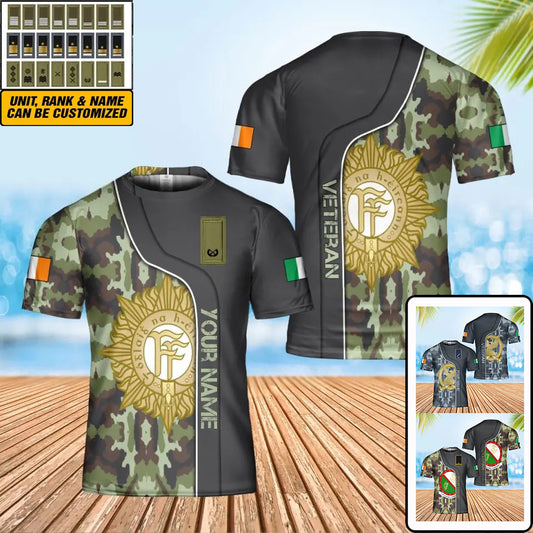 Personalized Ireland Soldier/ Veteran Camo With Name And Rank T-Shirt 3D Printed - 1707091202