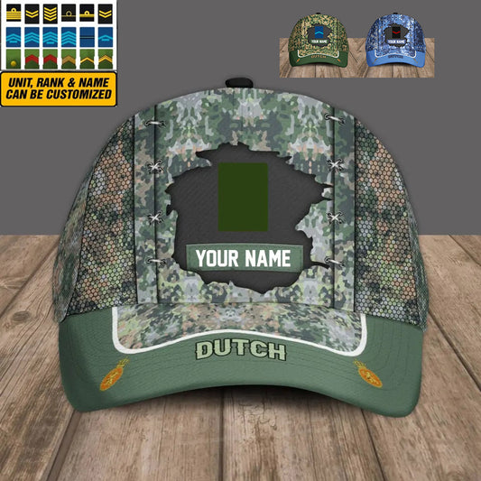 Personalized Rank And Name Netherlands Soldier/Veterans Camo Baseball Cap - 3108230001