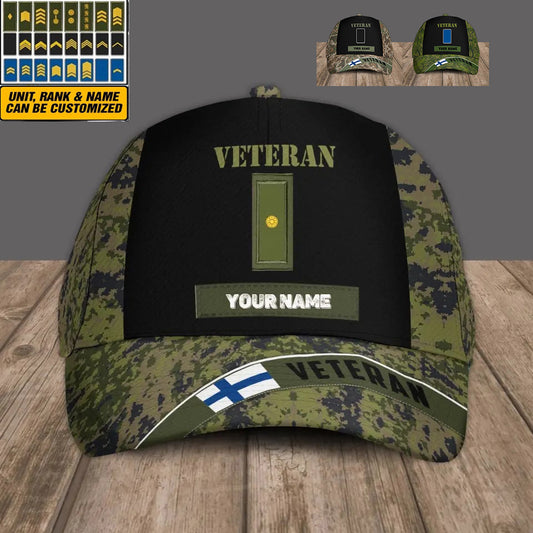 Personalized Rank And Name Finland Soldier/Veterans Camo Baseball Cap - 3105230001-D04