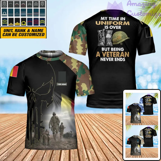 Personalized Belgium Soldier/ Veteran Camo With Name And Rank T-Shirt 3D Printed - 0202240001