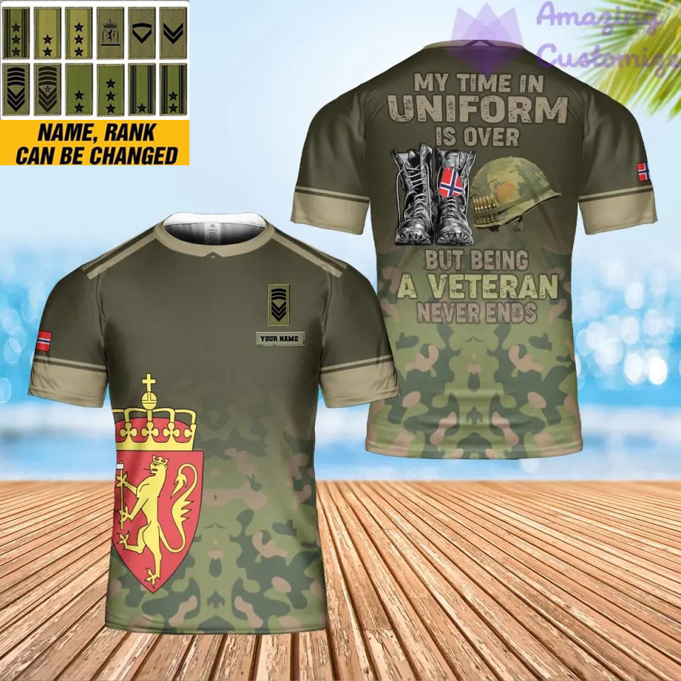 Personalized Norway Soldier/ Veteran Camo With Name And Rank T-shirt 3D Printed - 0502240001