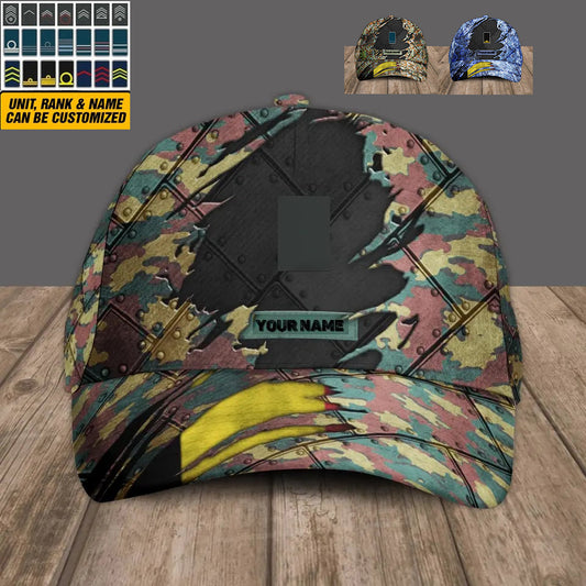 Personalized Rank And Name Belgium Soldier/Veterans Camo Baseball Cap - 01705230001 - D04