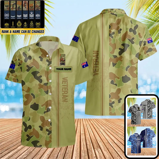 Personalized Australian Solider/ Veteran Camo With Name And Rank Hawaii Shirt 3D Printed - 0604230006