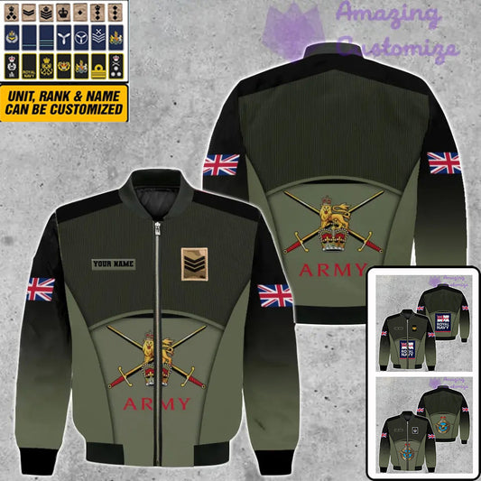 Personalized UK Soldier/ Veteran Camo With Name And Rank Bomber Jacket 3D Printed -1912230001