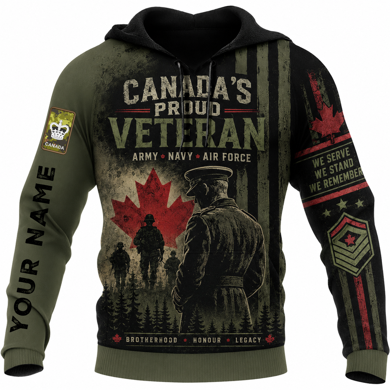 Personalized Canada Soldier/Veteran with Name & Rank Hoodie All Over Printed - TH1779235206