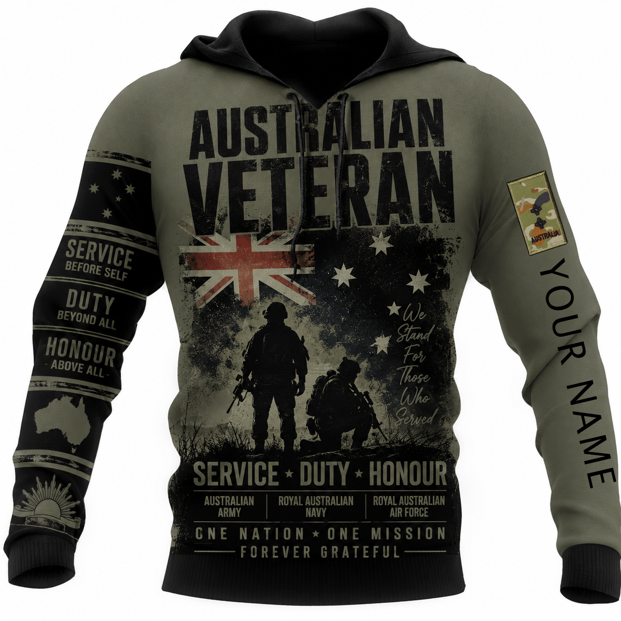 Personalized Australia Soldier/Veteran with Name & Rank Hoodie All Over Printed - TH1779235206