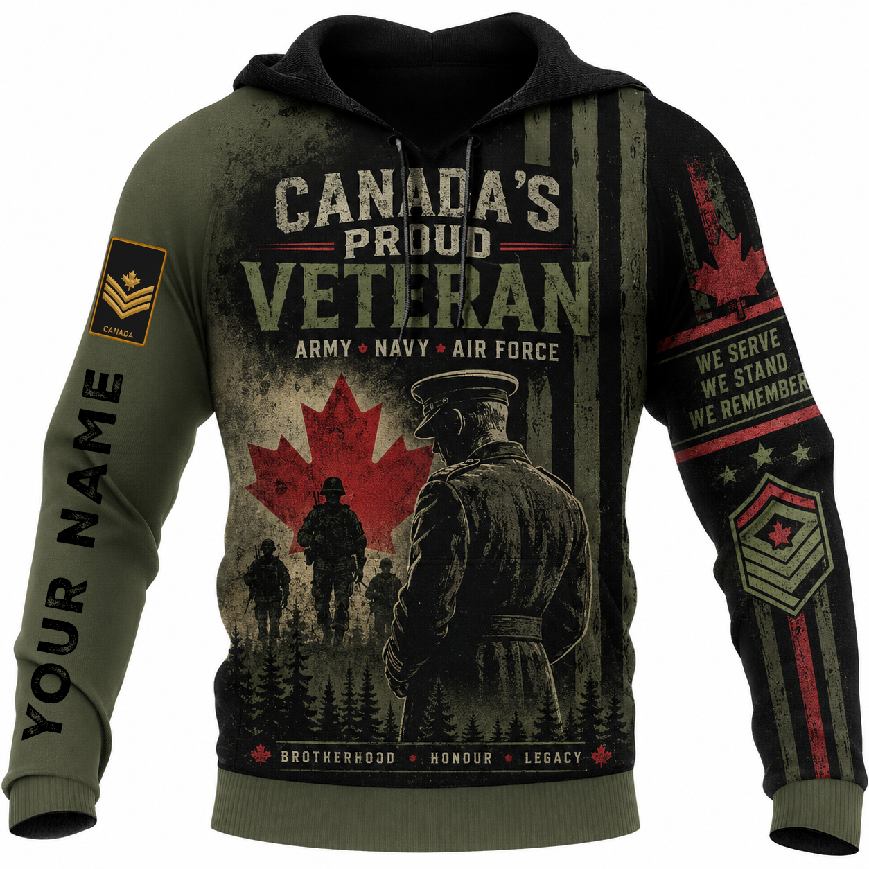 Personalized Canada Soldier/Veteran with Name & Rank Hoodie All Over Printed - TH1779235206