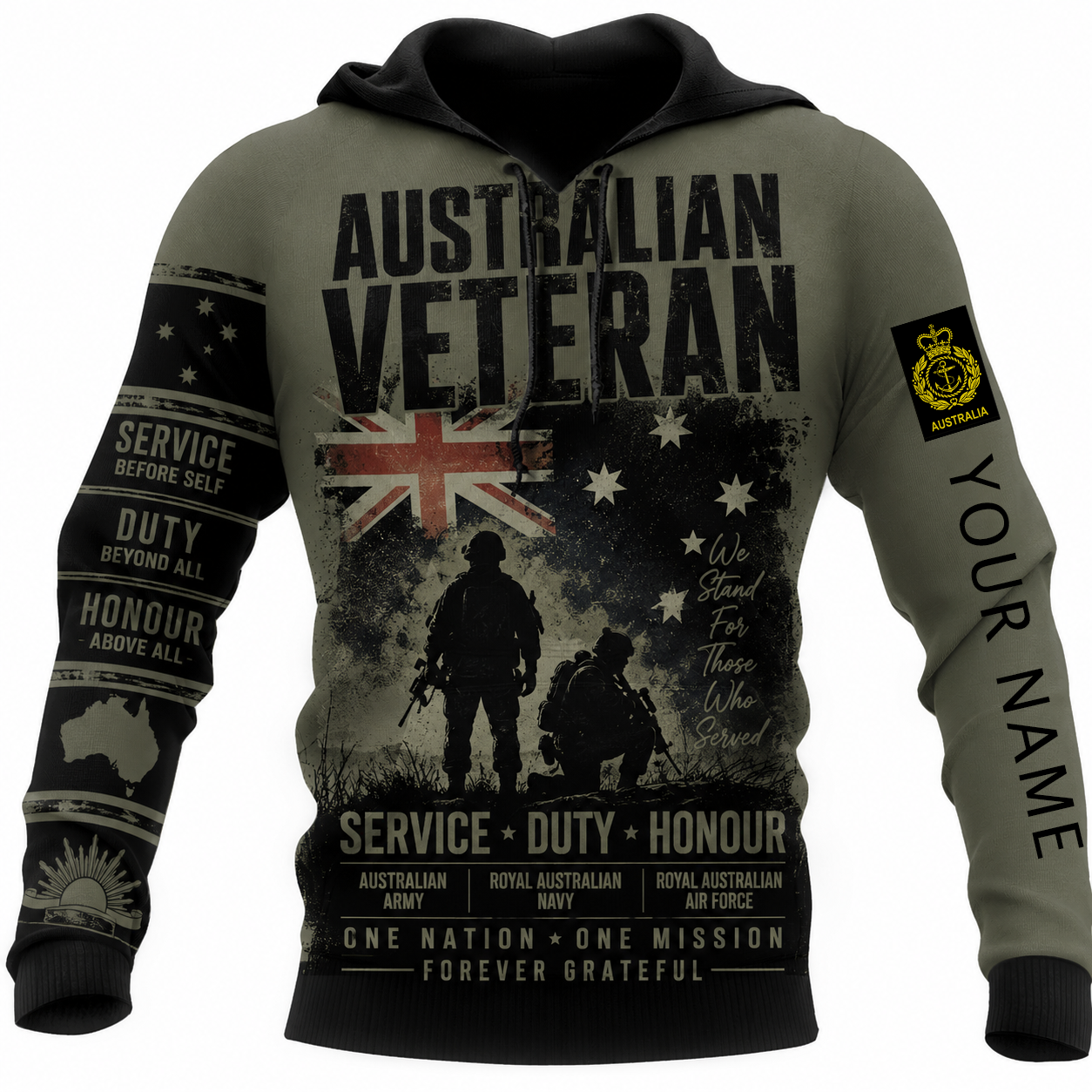 Personalized Australia Soldier/Veteran with Name & Rank Hoodie All Over Printed - TH1779235206
