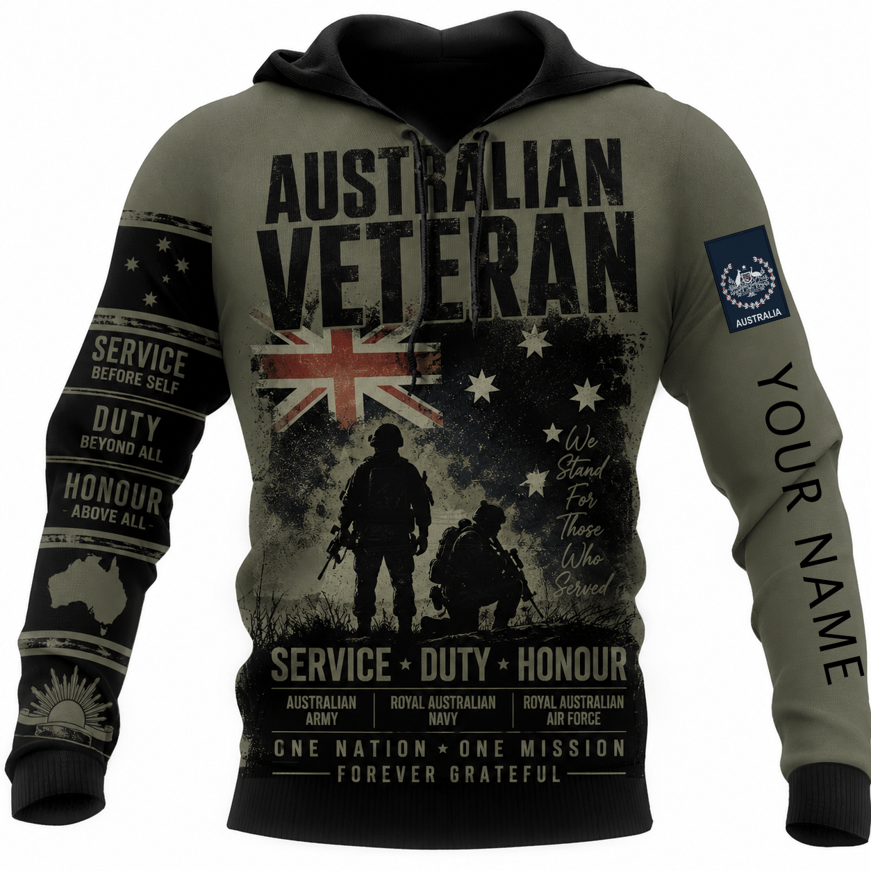 Personalized Australia Soldier/Veteran with Name & Rank Hoodie All Over Printed - TH1779235206