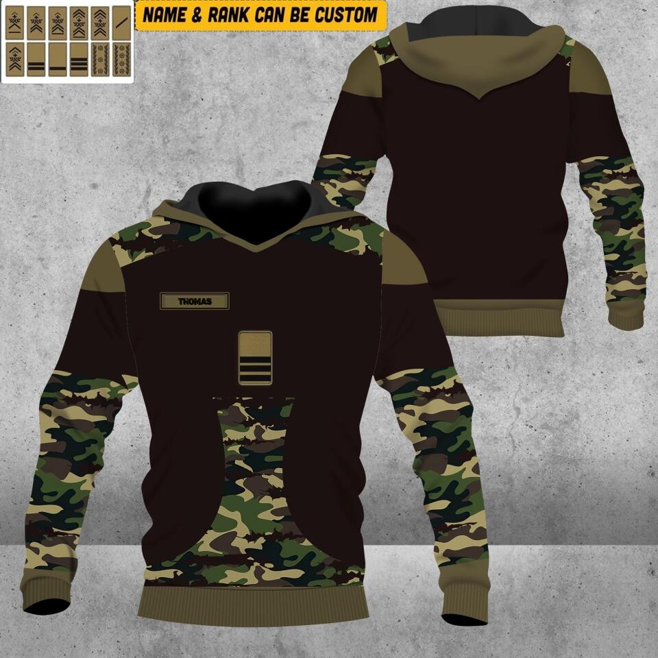Personalized Swiss Solider/ Veteran Camo With Name And Rank Hoodie 3D Printed - 1912220002