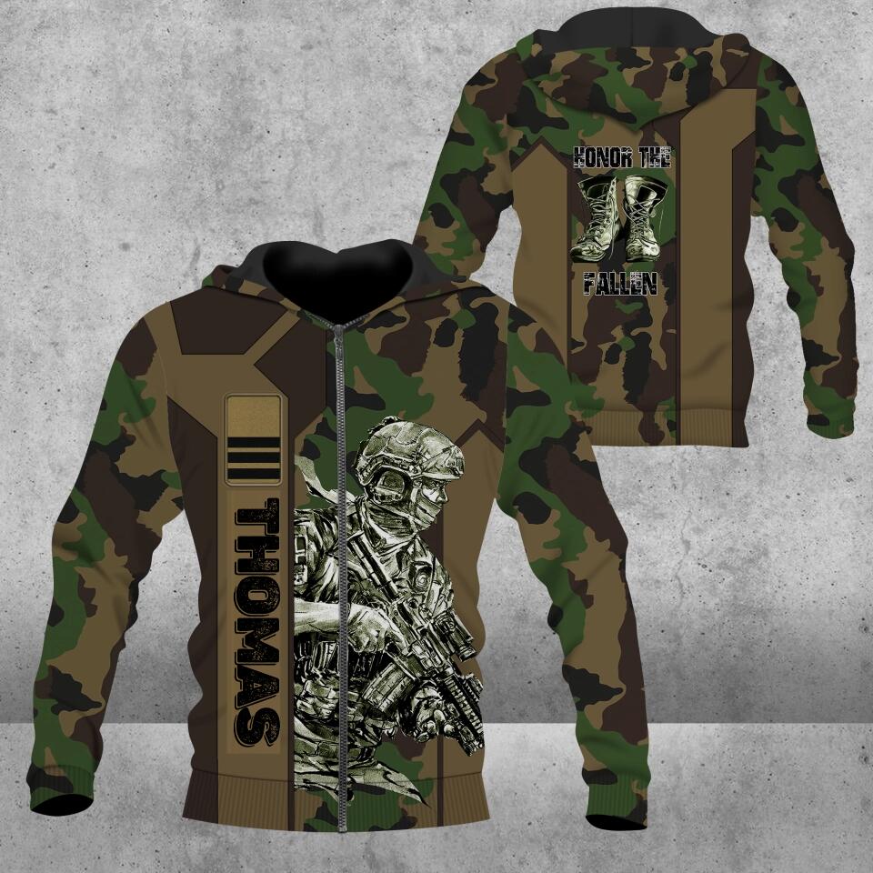 Personalized Swiss Solider/ Veteran Camo With Name And Rank Hoodie 3D Printed - 1912220019