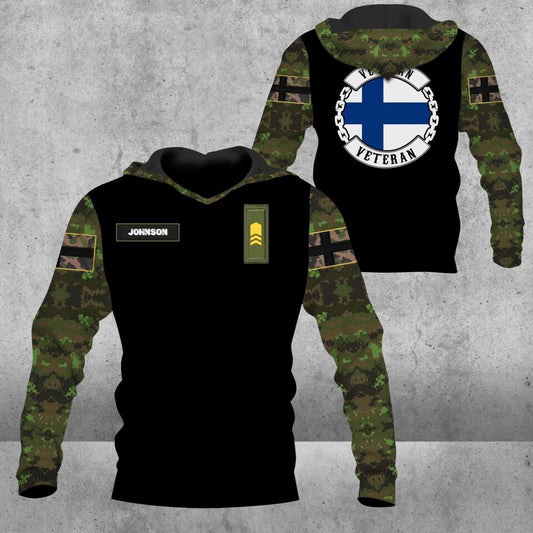 Personalized Finnish Solider/ Veteran Camo With Name And Rank Hoodie 3D Printed - 2812220001