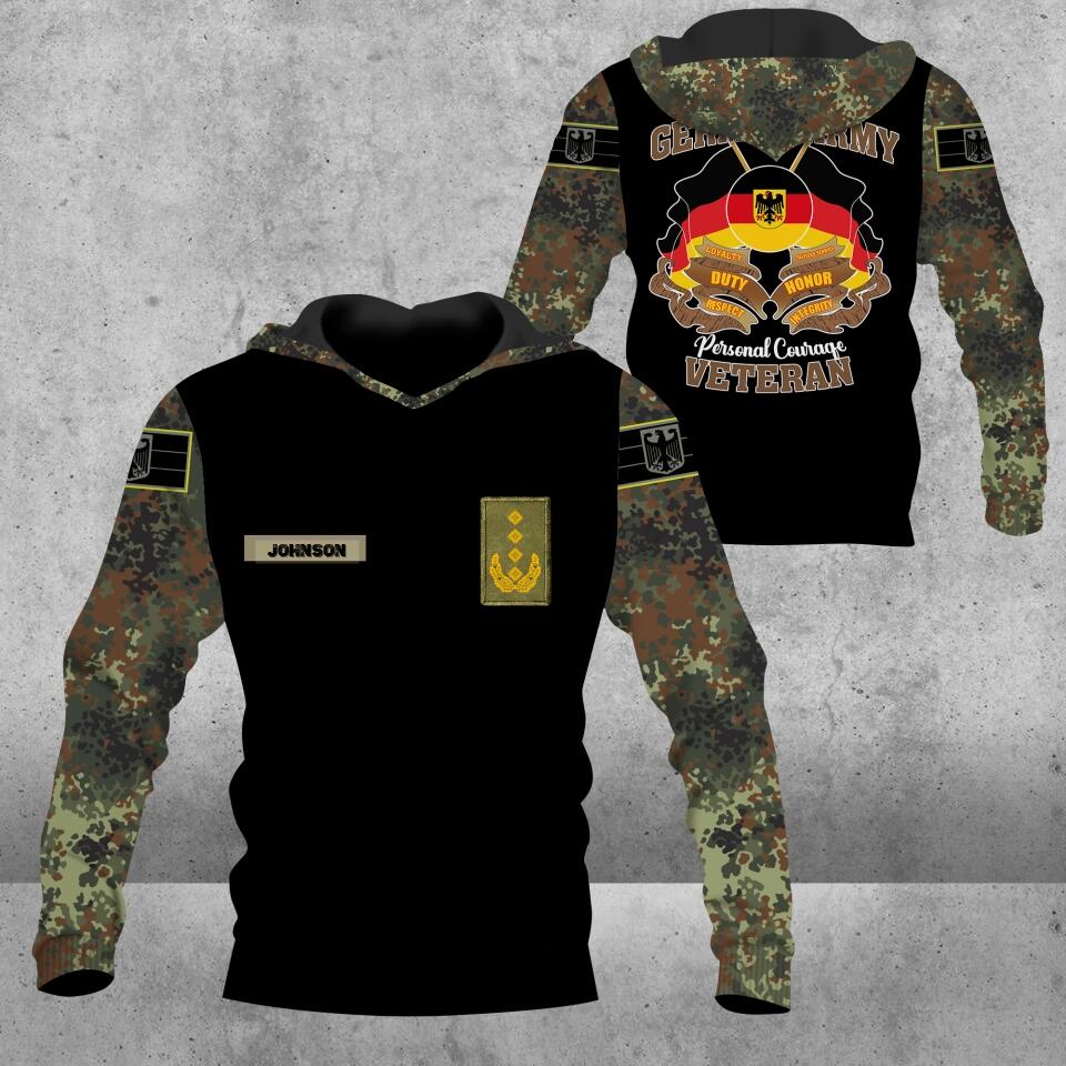 Personalized German Solider/ Veteran Camo With Name And Rank Hoodie 3D Printed - 16721856