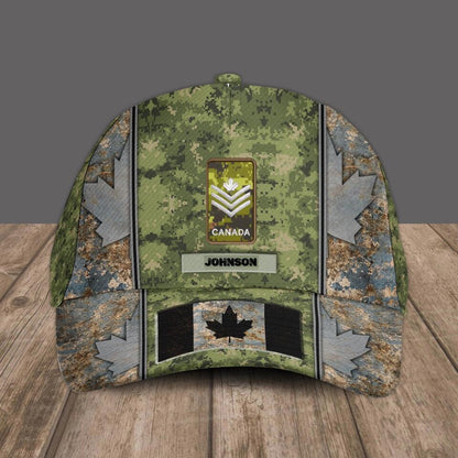 Personalized Rank And Name Canadian Soldier/Veterans Camo Baseball Cap - 1412220008