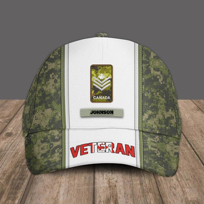 Personalized Rank And Name Canadian Soldier/Veterans Camo Baseball Cap - 1412220010