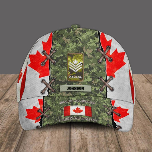 Personalized Rank And Name Canadian Soldier/Veterans Camo Baseball Cap - 1412220012
