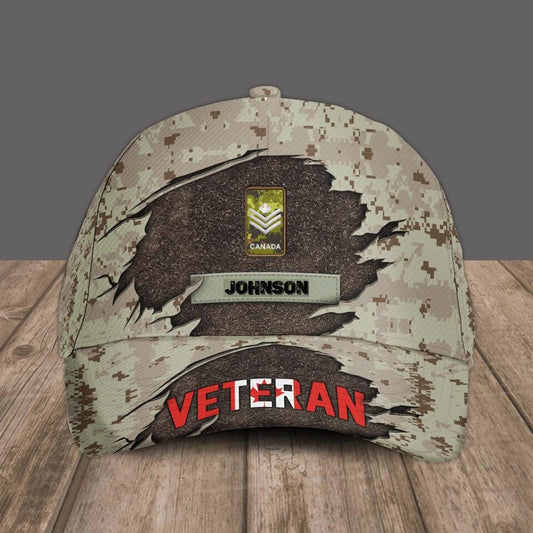 Personalized Rank And Name Canadian Soldier/Veterans Camo Baseball Cap - 1412220016