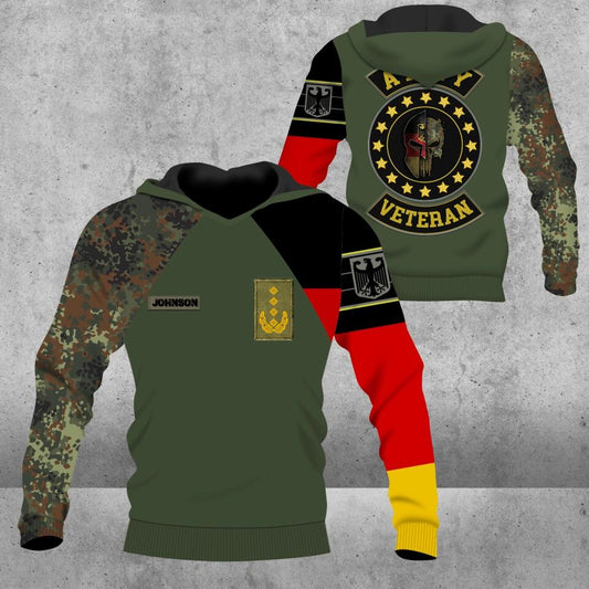 Personalized German Solider/ Veteran Camo With Name And Rank Hoodie 3D Printed - 1672185602