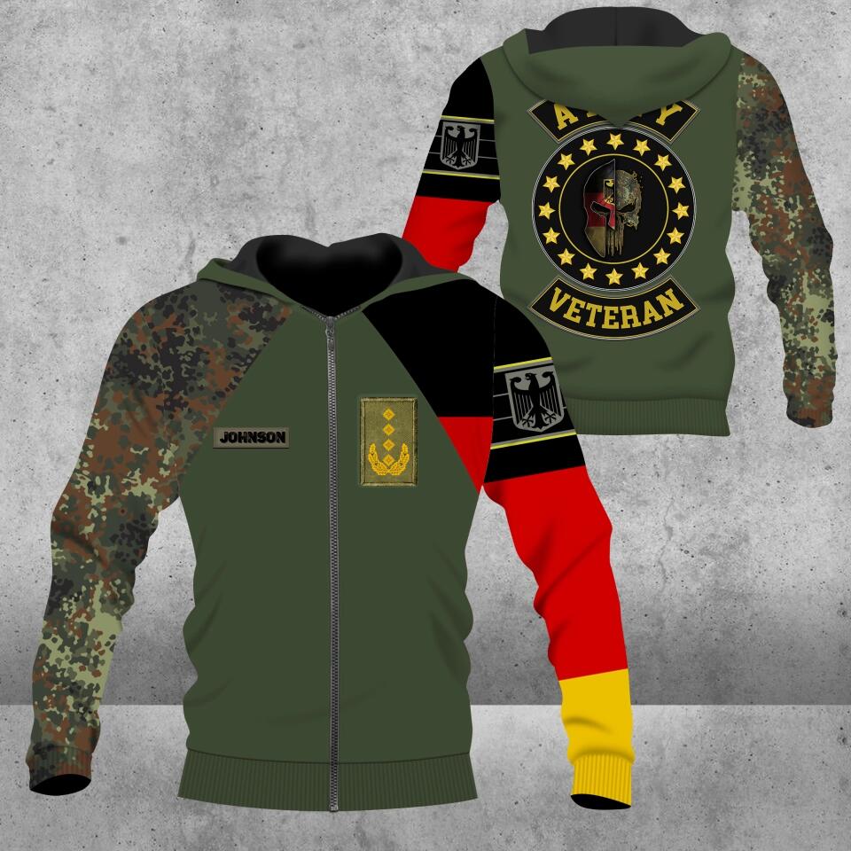 Personalized German Solider/ Veteran Camo With Name And Rank Hoodie 3D Printed - 2812220003