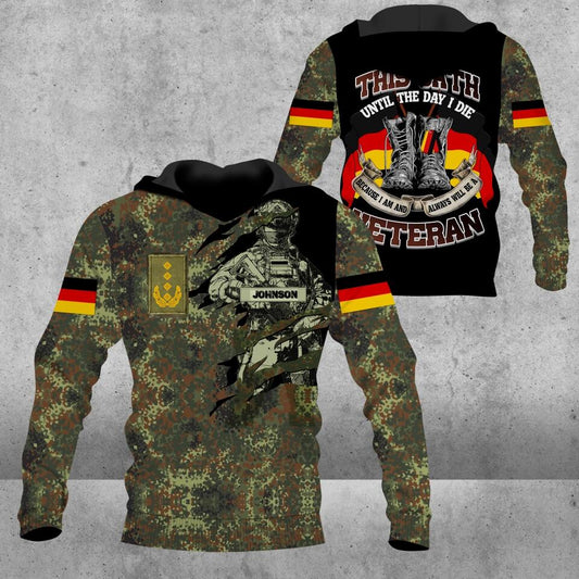Personalized German Solider/ Veteran Camo With Name And Rank Hoodie 3D Printed - 1672185603