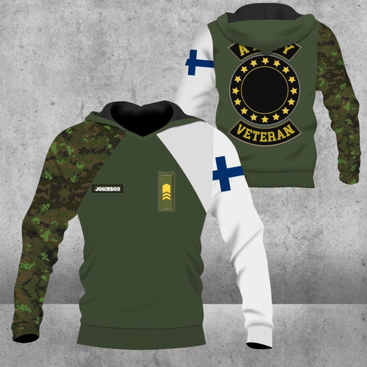 Personalized Finnish Solider/ Veteran Camo With Name And Rank Hoodie 3D Printed - 2812220003