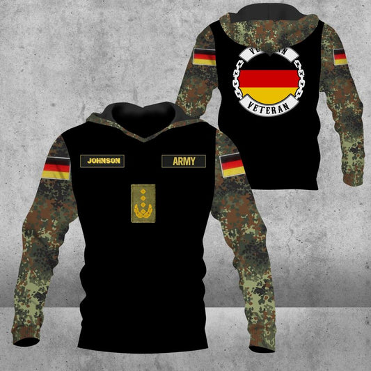 Personalized German Solider/ Veteran Camo With Name And Rank Hoodie 3D Printed - 2812220005