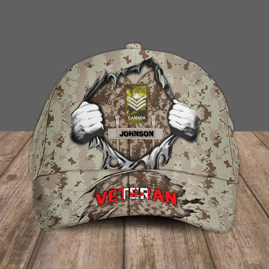 Personalized Rank And Name Canadian Soldier/Veterans Camo Baseball Cap - 1412220018