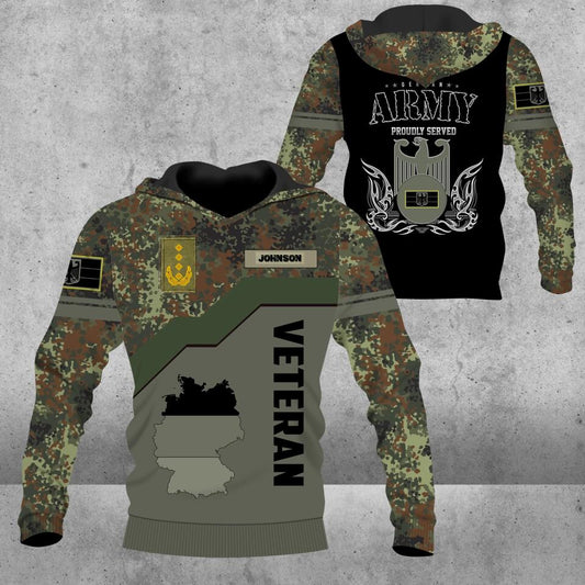 Personalized German Solider/ Veteran Camo With Name And Rank Hoodie 3D Printed - 1672185610