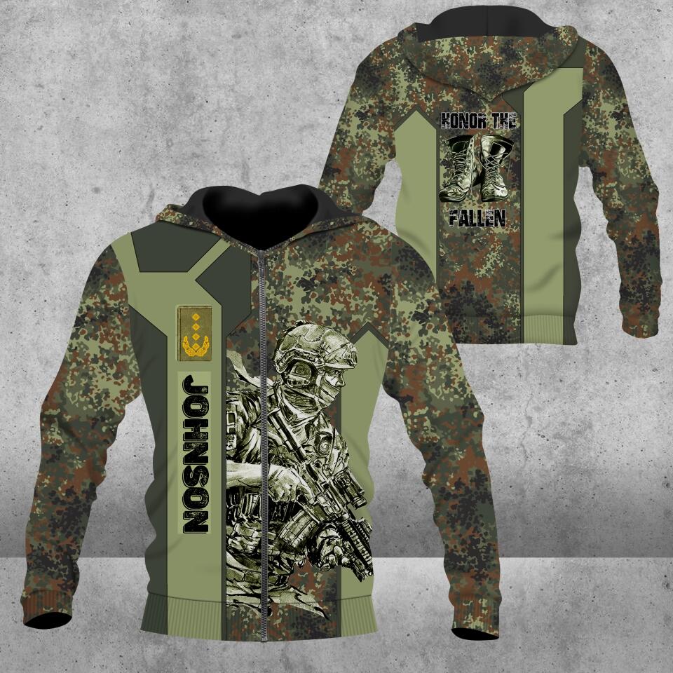Personalized German Solider/ Veteran Camo With Name And Rank Hoodie 3D Printed - 1672185613