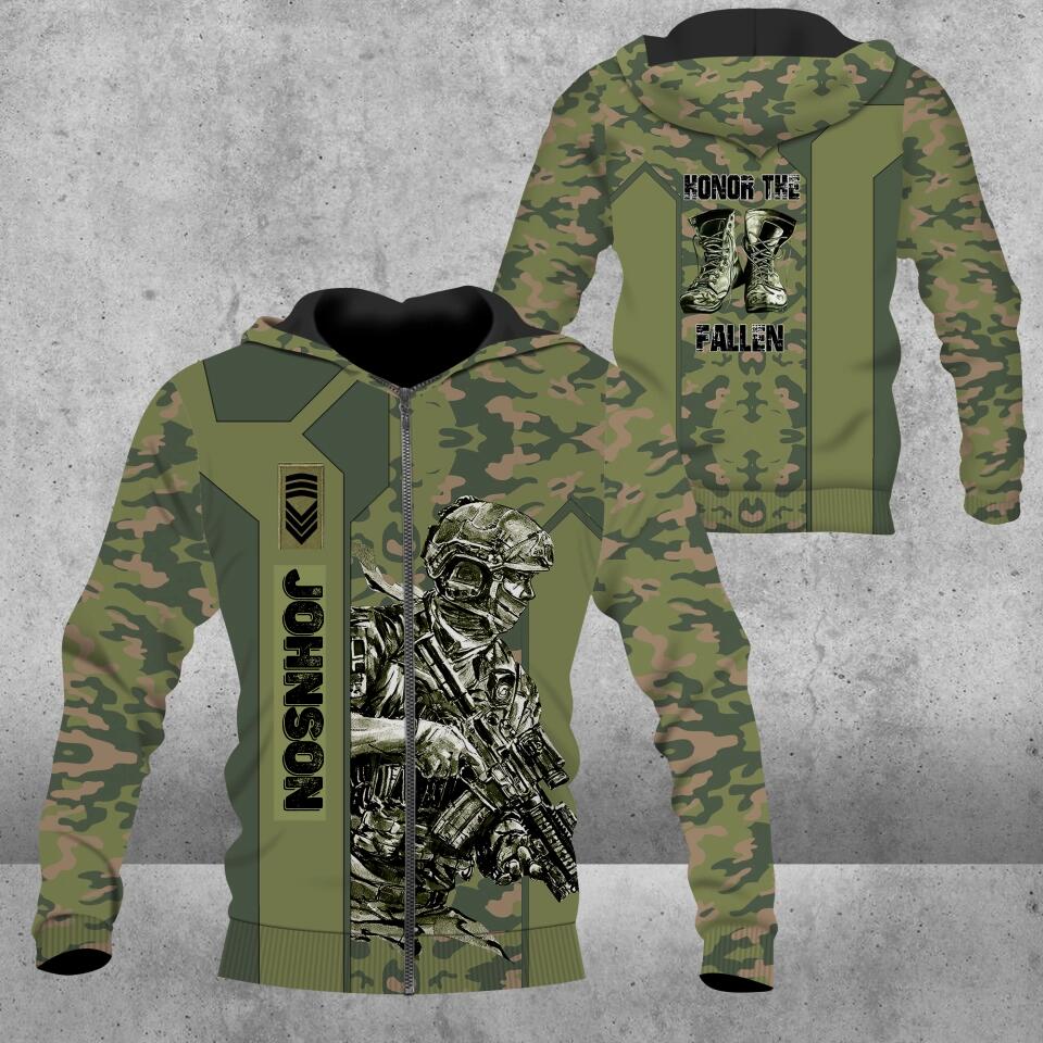 Personalized Norway Solider/ Veteran Camo With Name And Rank Hoodie 3D Printed - 3112220006
