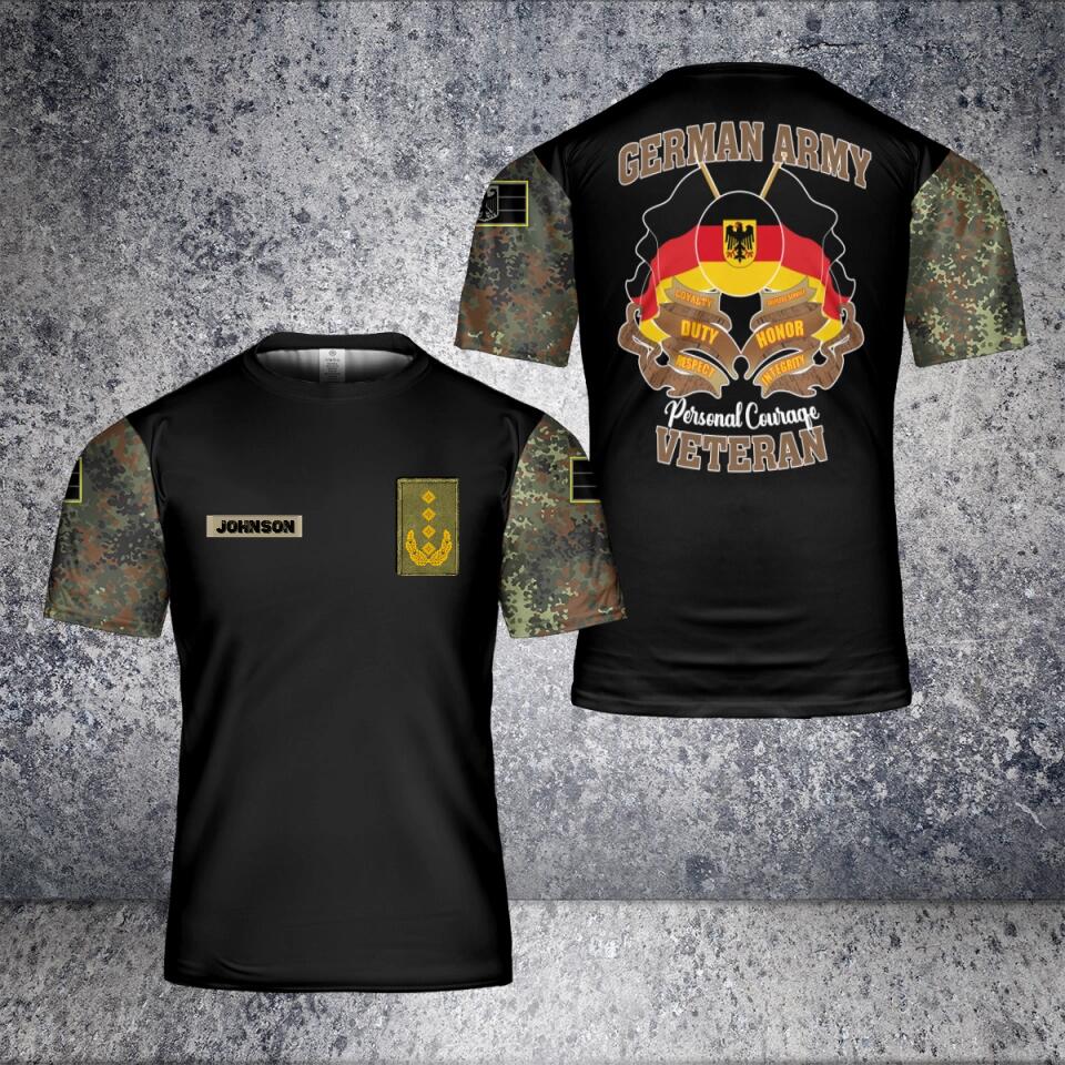Personalized German Solider/ Veteran Camo With Name And Rank T-Shirt 3D Printed - 1601240002