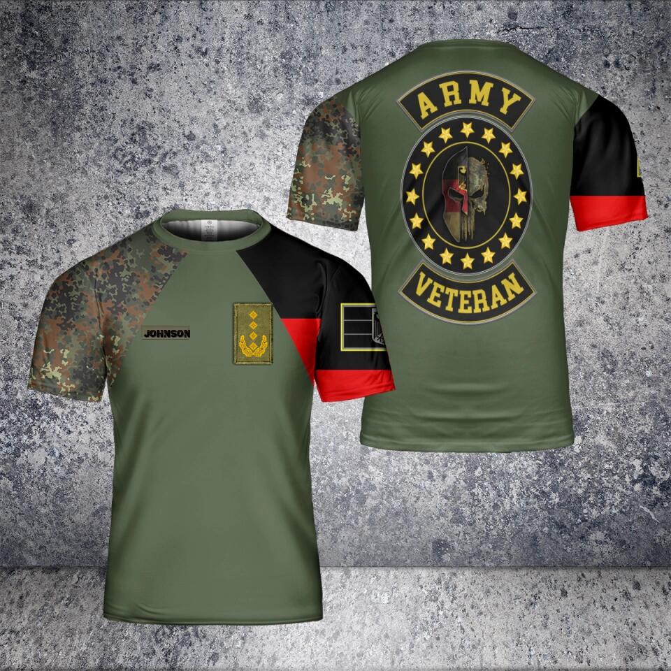 Personalized German Solider/ Veteran Camo With Name And Rank T-Shirt 3D Printed - 1705449602