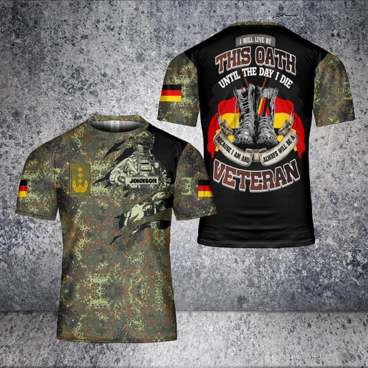 Personalized German Solider/ Veteran Camo With Name And Rank T-Shirt 3D Printed - 1701240002
