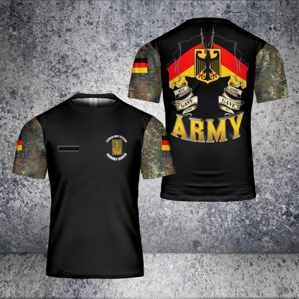 Personalized German Solider/ Veteran Camo With Name And Rank T-Shirt 3D Printed - 1705622401