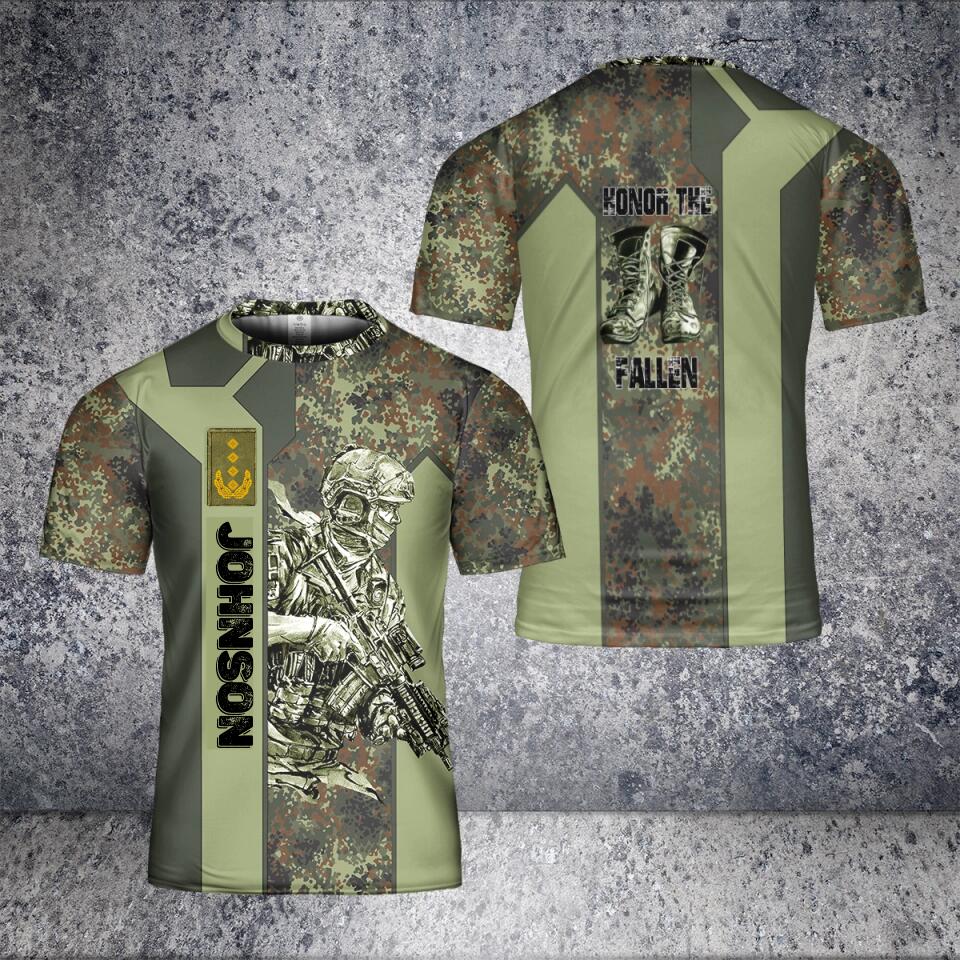 Personalized German Solider/ Veteran Camo With Name And Rank T-Shirt 3D Printed - 1705708801