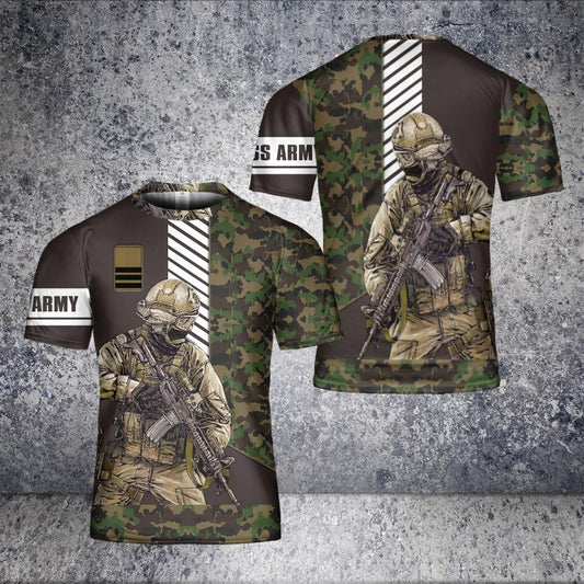 Personalized Swiss Solider/ Veteran Camo With Name And Rank T-Shirt 3D Printed - 2101240001