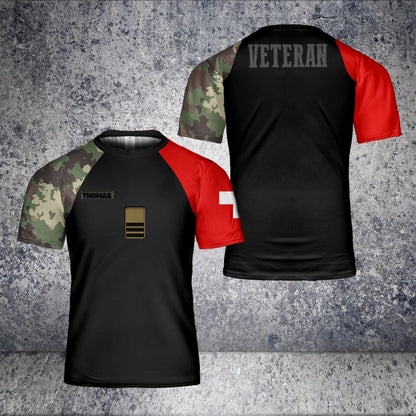 Personalisiertes Schweizer Soldat/Veteranen-Tarn-T-Shirt mit Namen und Rang, 3D-Druck – 2101240002