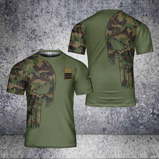 T-shirt personnalisé avec camouflage soldat suisse/vétéran avec nom et grade imprimé en 3D - 2101240003